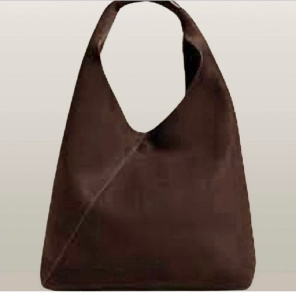 NWT- Banana Republic Viral Vegan Chocolate Suede Large Slouchy Boho Bag